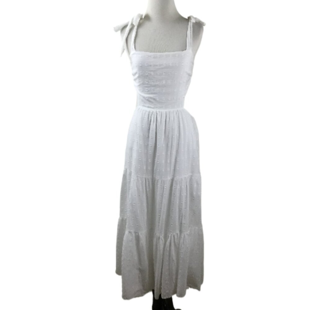 MinkPink Swiss Dot White Maxi Dress m